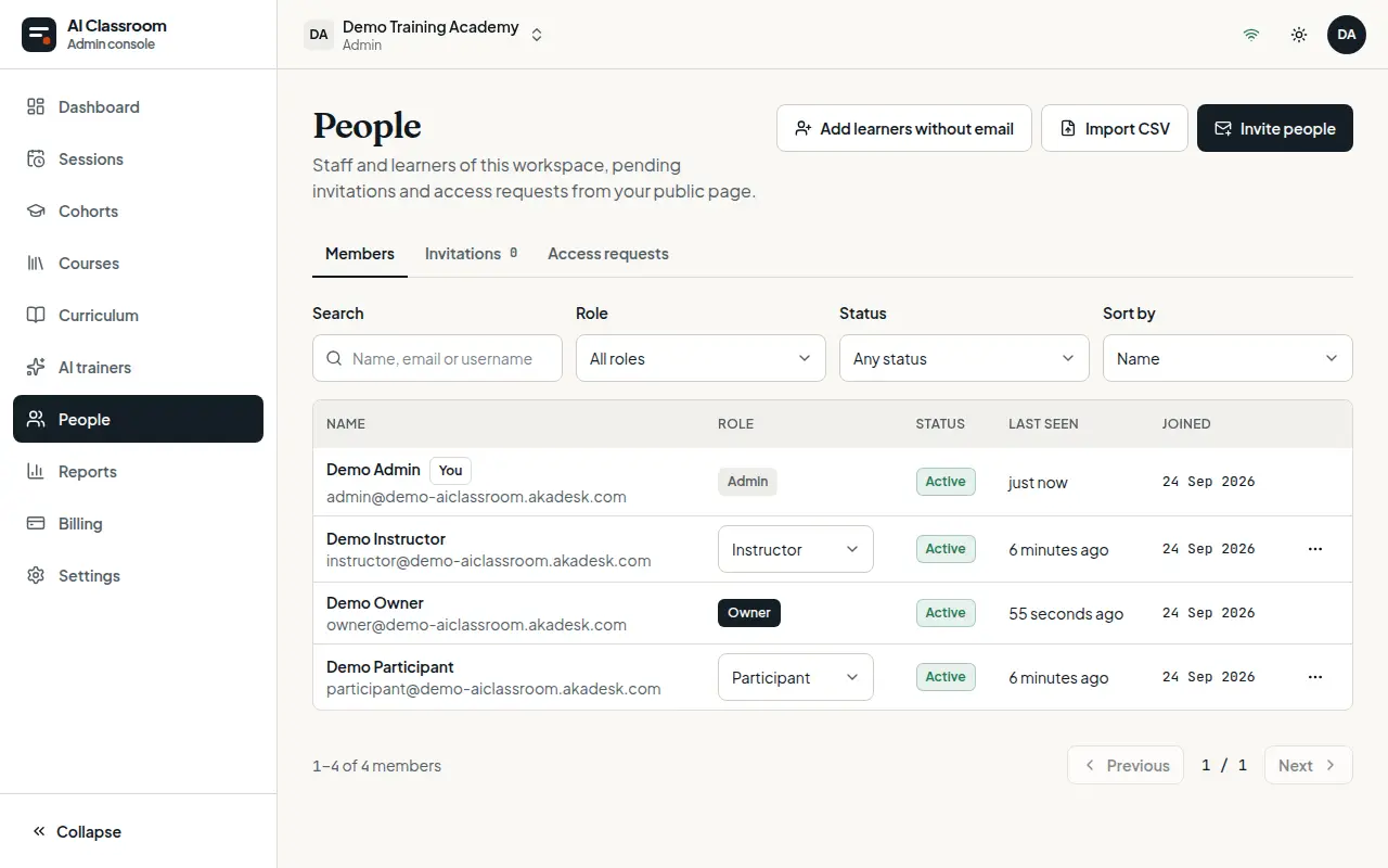 The People page