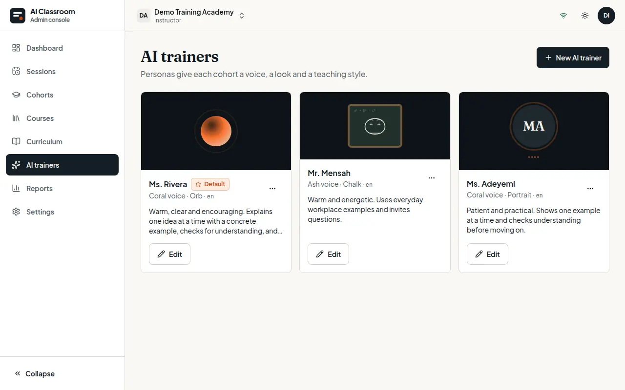 The AI teachers page
